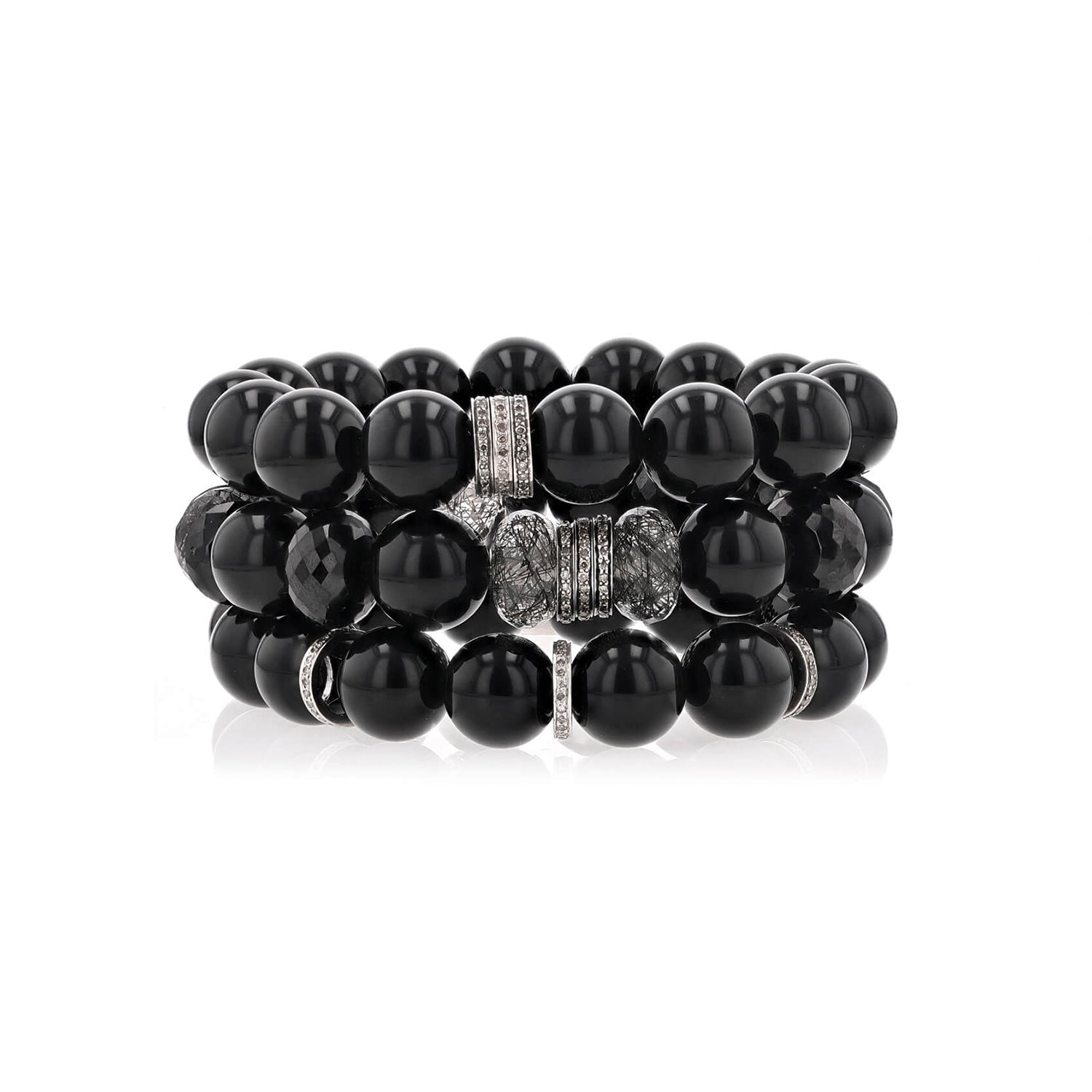 Midnight Onyx and Quartz Bracelet Stack : BNDL12 - TBird