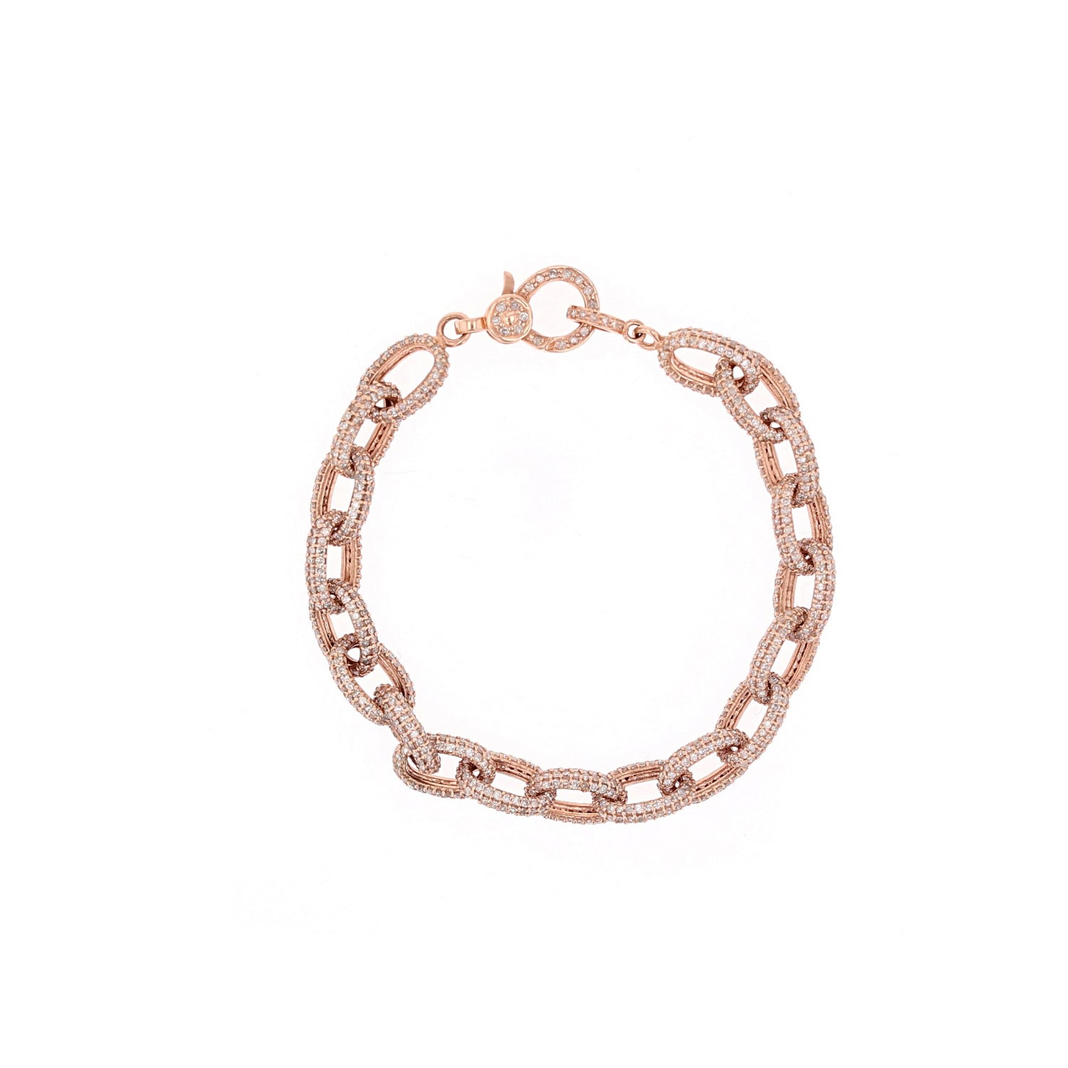 14k Rose Gold Diamond Oval Chain Bracelet BRG00068 - TBird