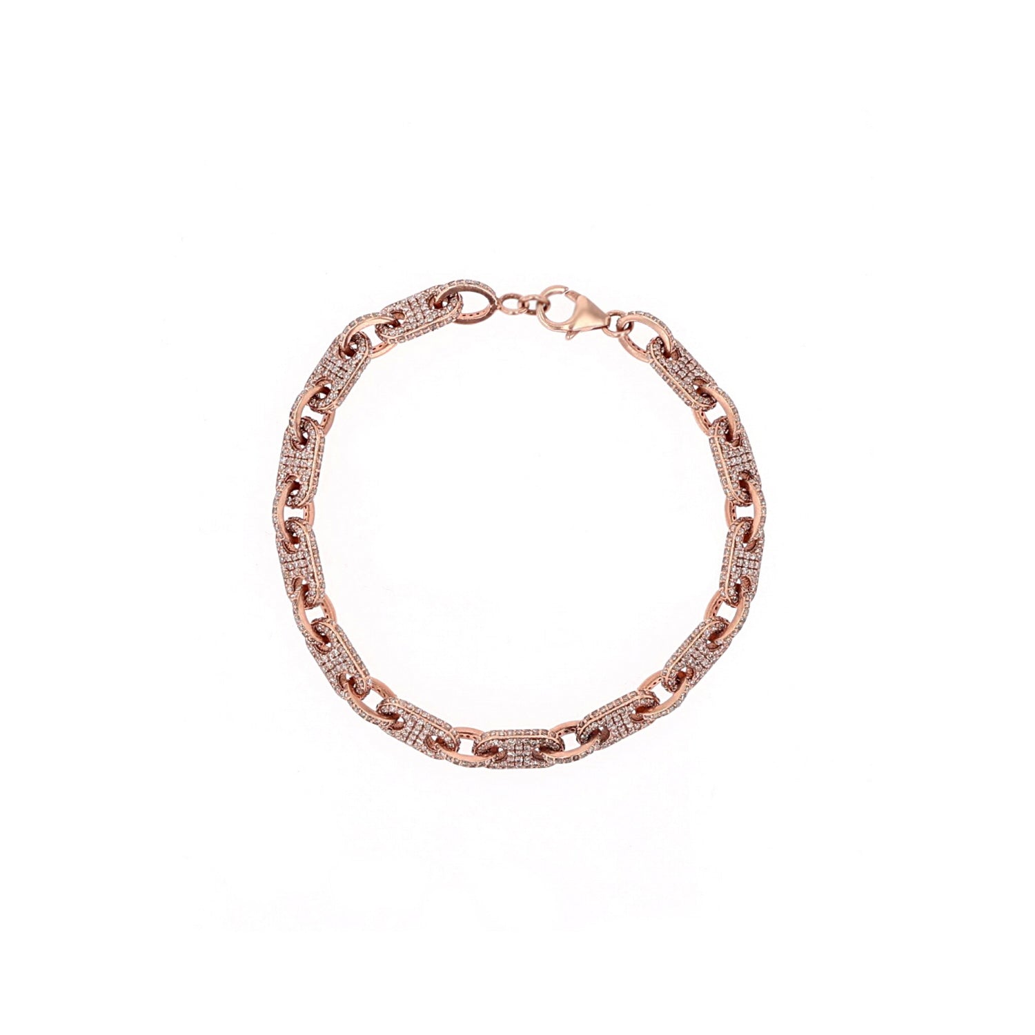 14k Rose Gold Diamond Flat Link Bracelet BRG00069 - TBird