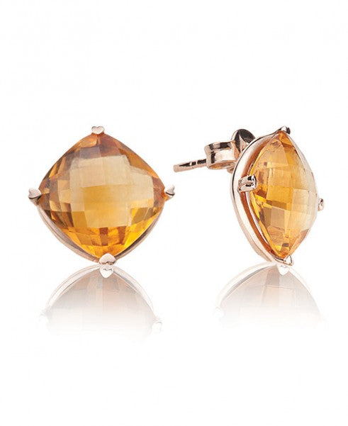 Citrine Cushion Studs 371-JSA