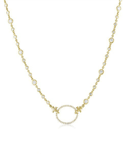 Diamond Bezel Chain with Oval Shaped Clasp 500-JSA