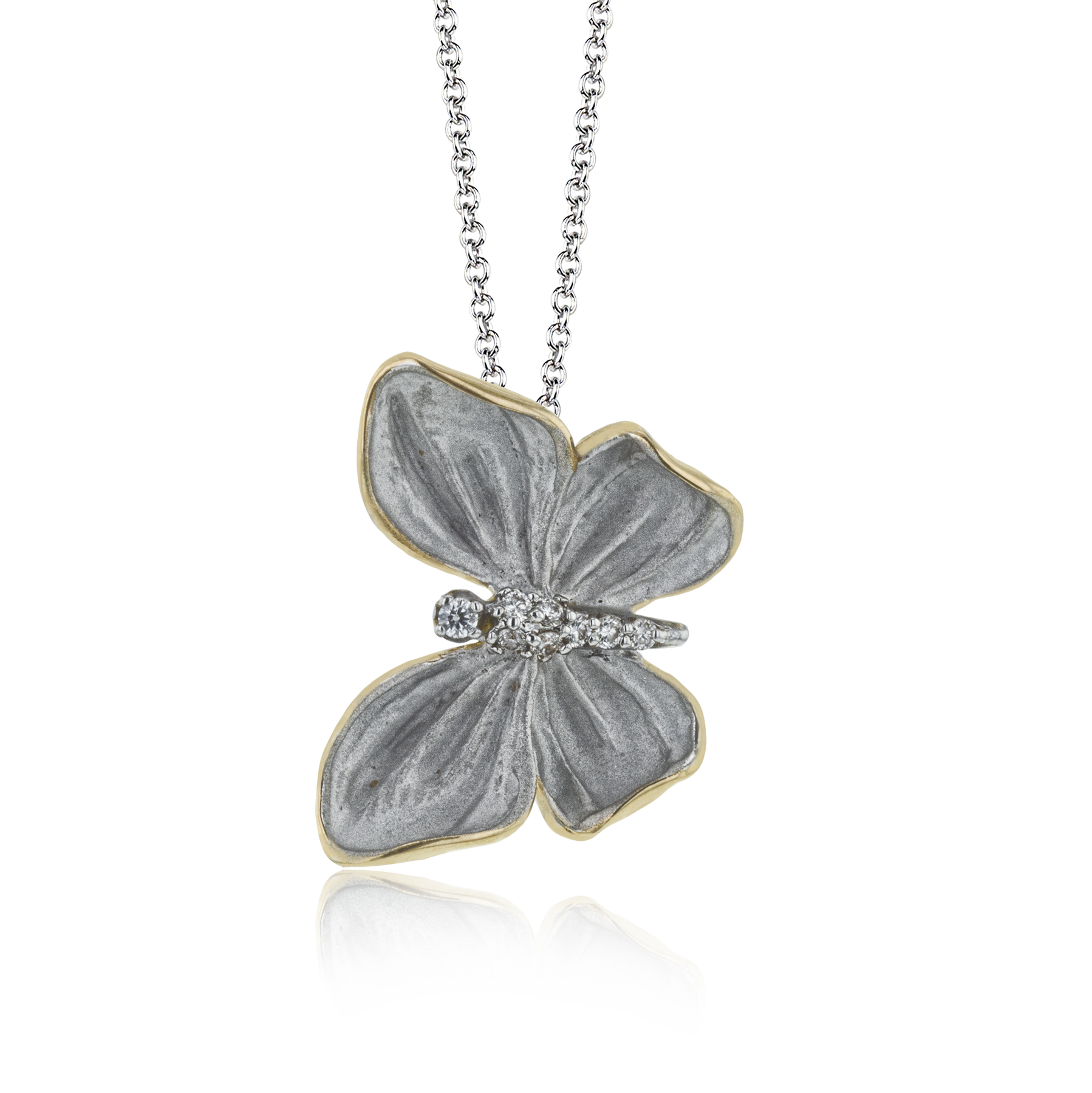 Monarch Butterfly Pendant Necklace in 18k Gold with Diamonds DP267-G