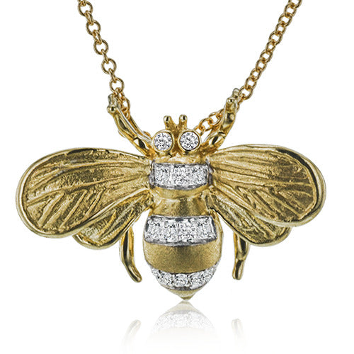 Bee Pendant Necklace in 18k Gold with Diamonds DP274