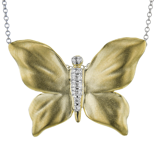 Monarch Butterfly Pendant Necklace in 18k Gold with Diamonds DP278