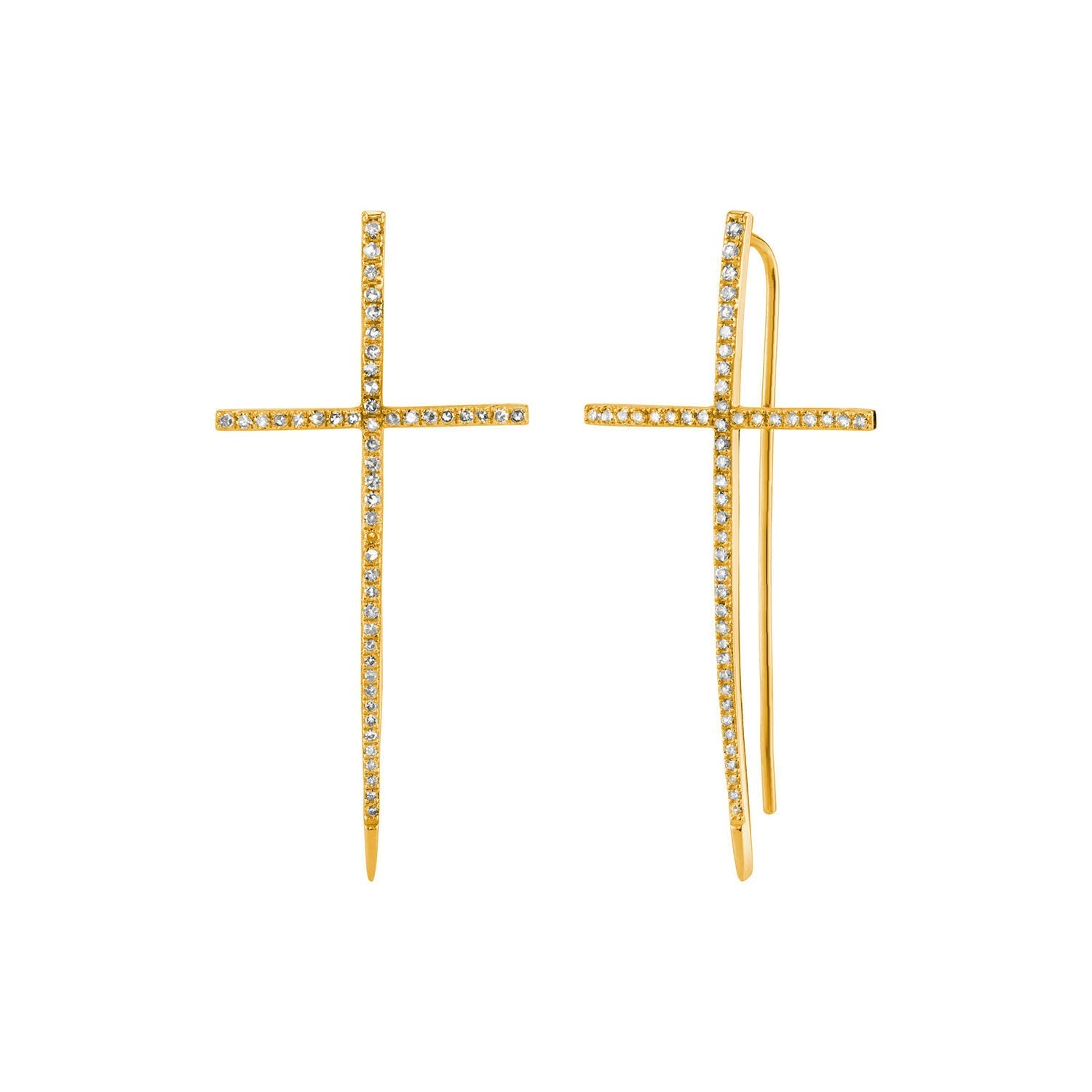 14K Gold Diamond Cross Spike Earrings EG000071 - TBird