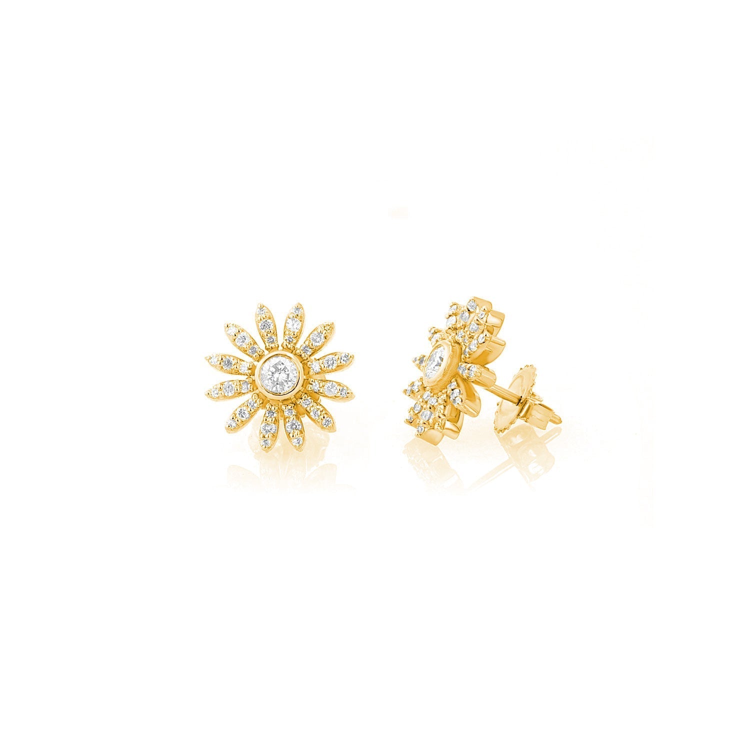 14k Diamond Daisy Stud Earrings EG000246 - TBird