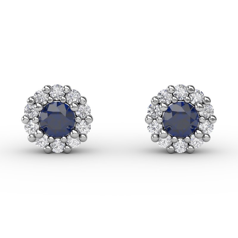 Shared Prong Sapphire and Diamond Stud Earrings ER1514S - TBird