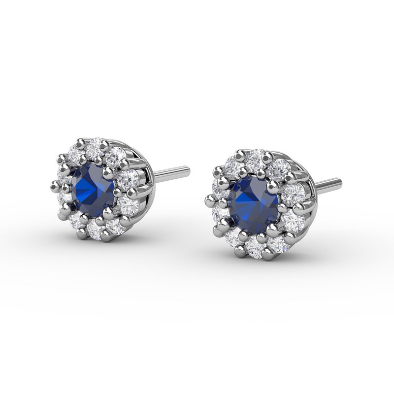 Shared Prong Sapphire and Diamond Stud Earrings ER1514S - TBird