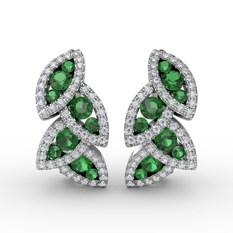 Glam Galore Emerald and Diamond Leaf Earrings ER1597E - TBird