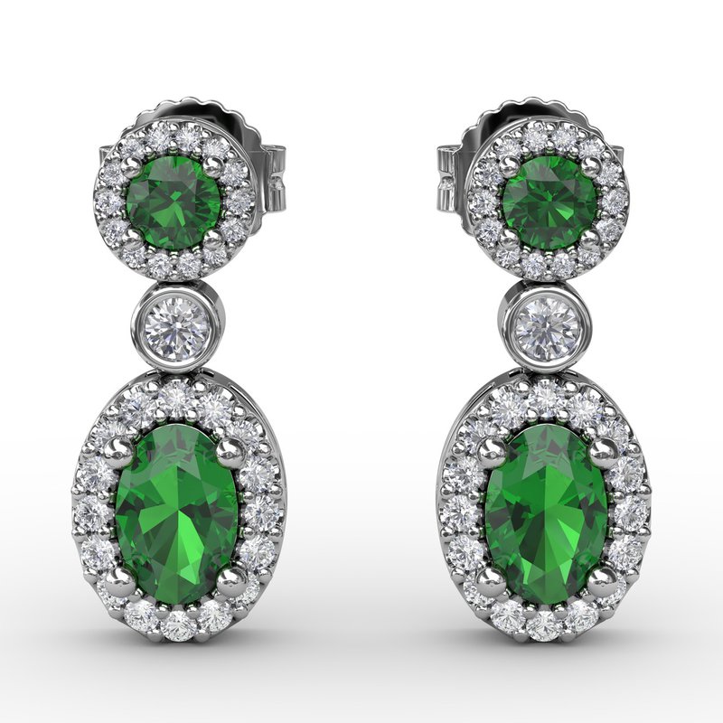 Set the Scene Emerald and Diamond Dangle Earrings ER1624E - TBird