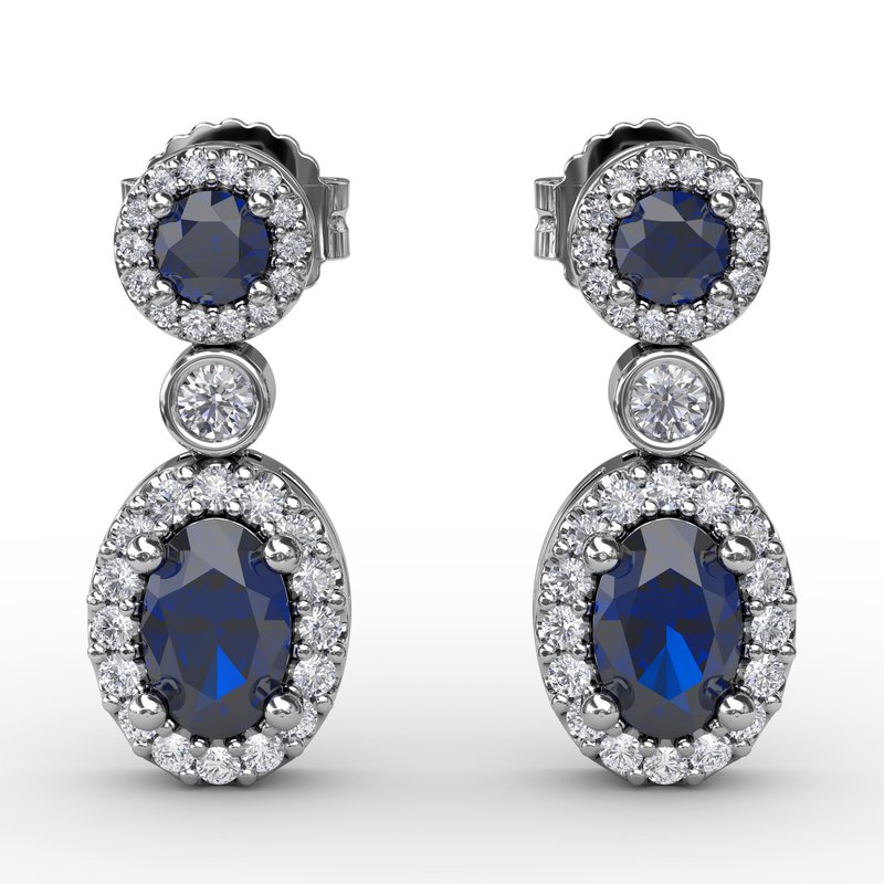 Set the Scene Sapphire and Diamond Dangle Earrings ER1624S - TBird