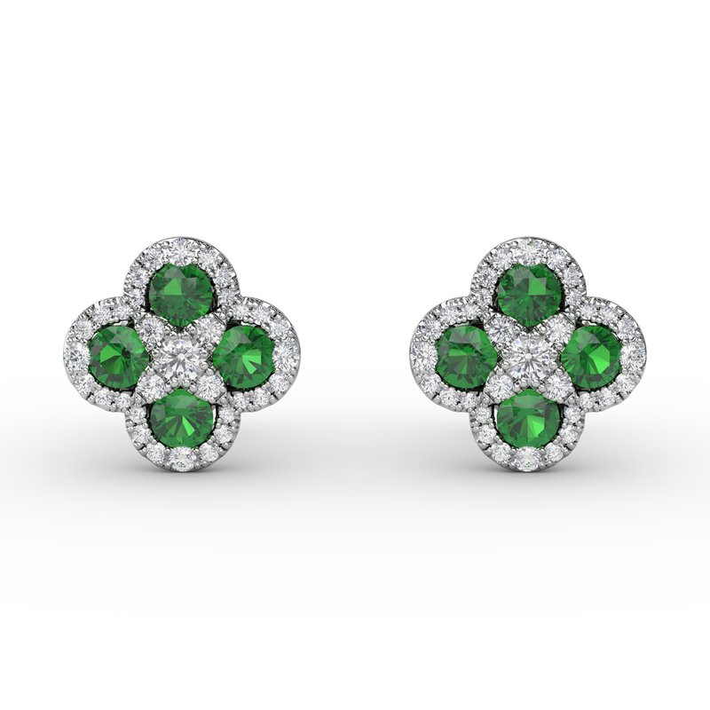 Endless Bliss Emerald and Diamond Cluster Studs ER1643E - TBird