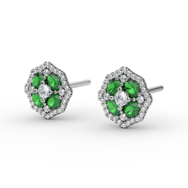 Striking Emerald and Diamond Stud Earrings ER1690E - TBird