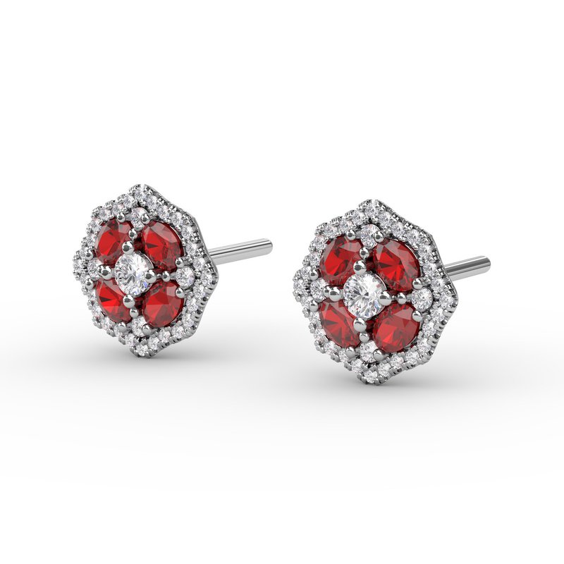 Striking Ruby and Diamond Stud Earrings ER1690R - TBird