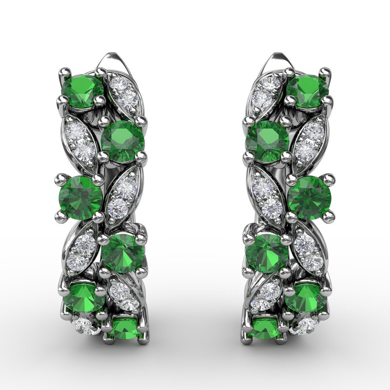 Clustered Emerald and Diamond Earrings ER1736E - TBird