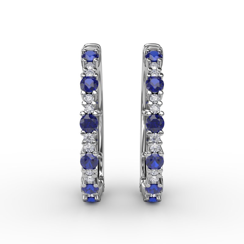 Precious Sapphire and Diamond Hoop Earrings ER1743S - TBird