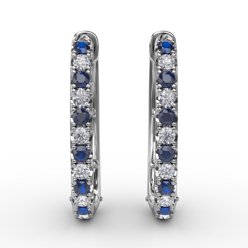 Alternaing Sapphire and Diamond Hoop Earrings ER1763S - TBird