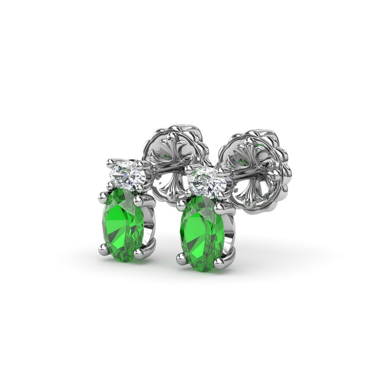 Oval Emerald and Diamond Stud Earrings ER1852E - TBird