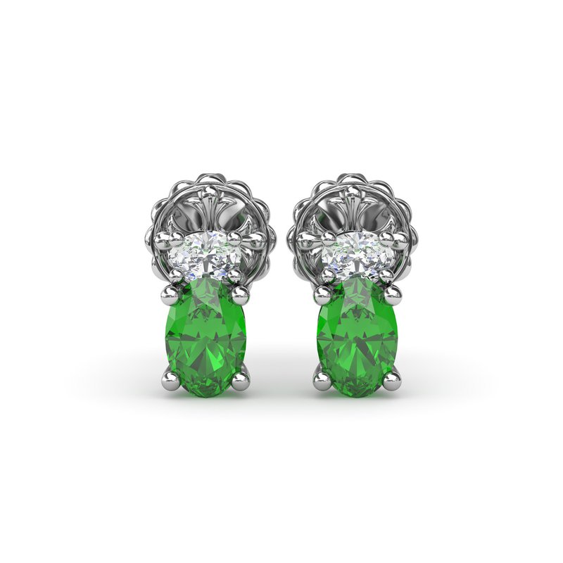 Oval Emerald and Diamond Stud Earrings ER1852E - TBird