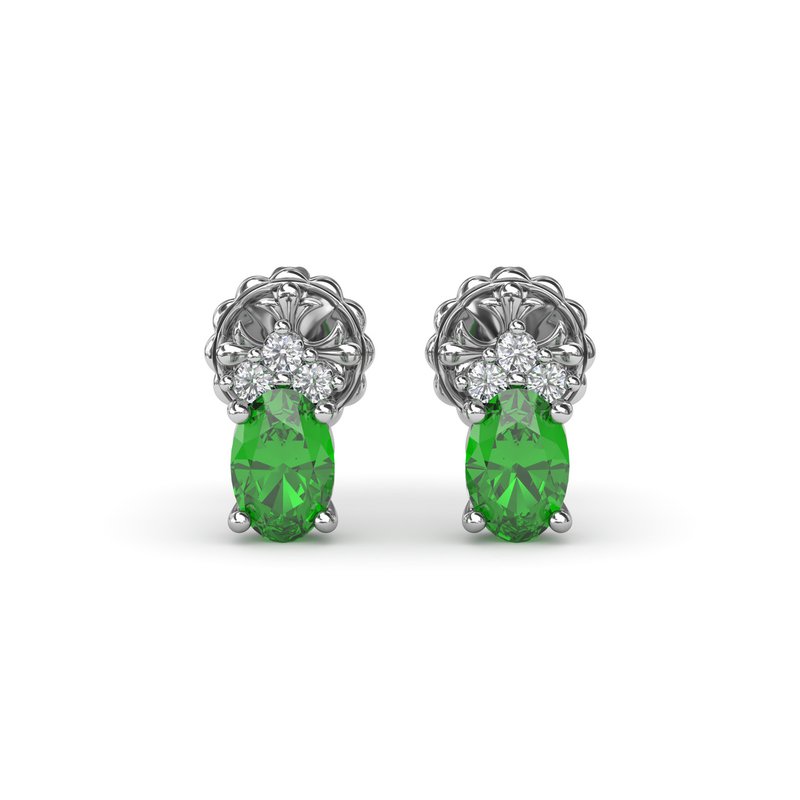 Oval Emerald and Diamond Stud Earrings ER1857E - TBird