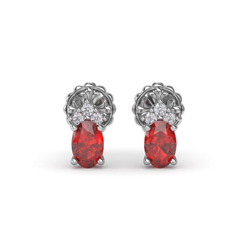 Oval Ruby and Diamond Stud Earrings ER1857R - TBird