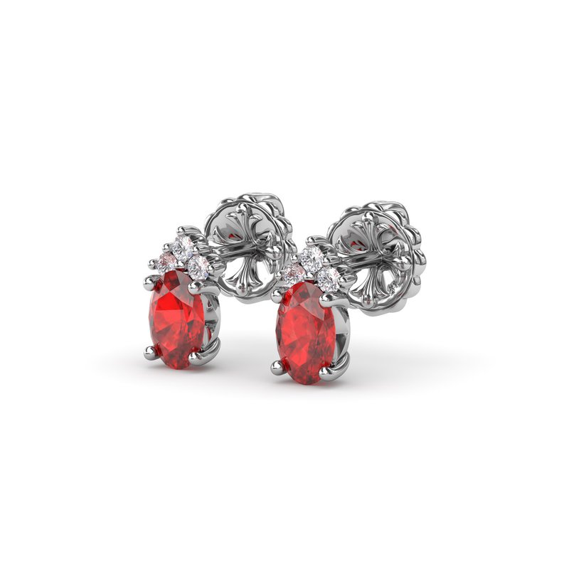 Oval Ruby and Diamond Stud Earrings ER1857R - TBird