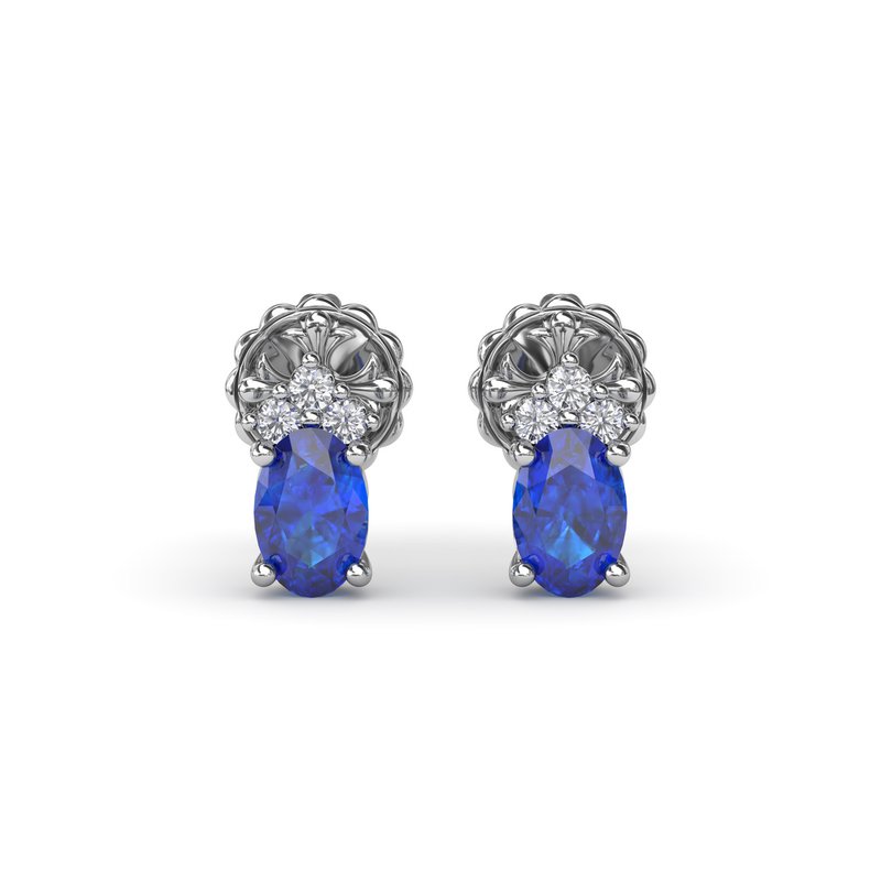 Oval Sapphire and Diamond Stud Earrings ER1857S - TBird