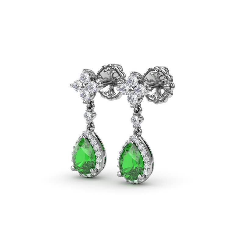 Emerald and Diamond Teardrop Dangle Earrings ER1882E - TBird