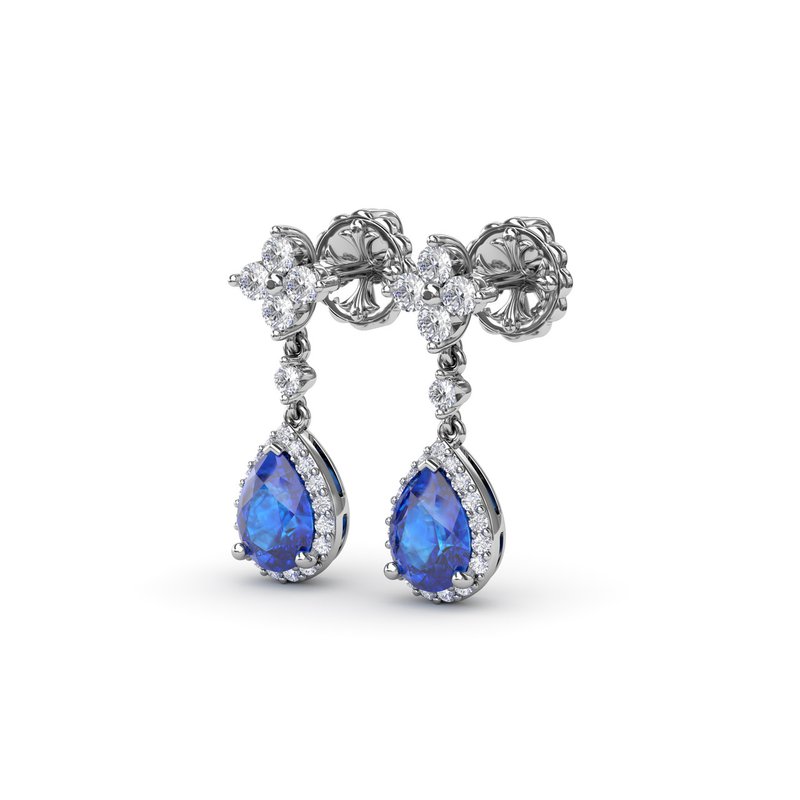 Sapphire and Diamond Teardrop Dangle Earrings ER1882S - TBird