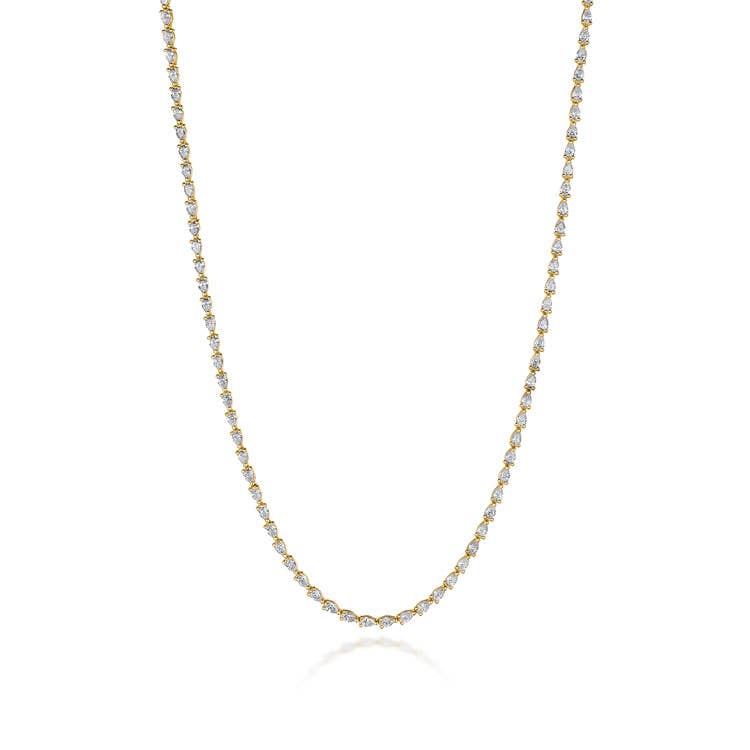 Stilla | Pear Diamond Tennis Necklace in 18k Yellow Gold FN66916Y