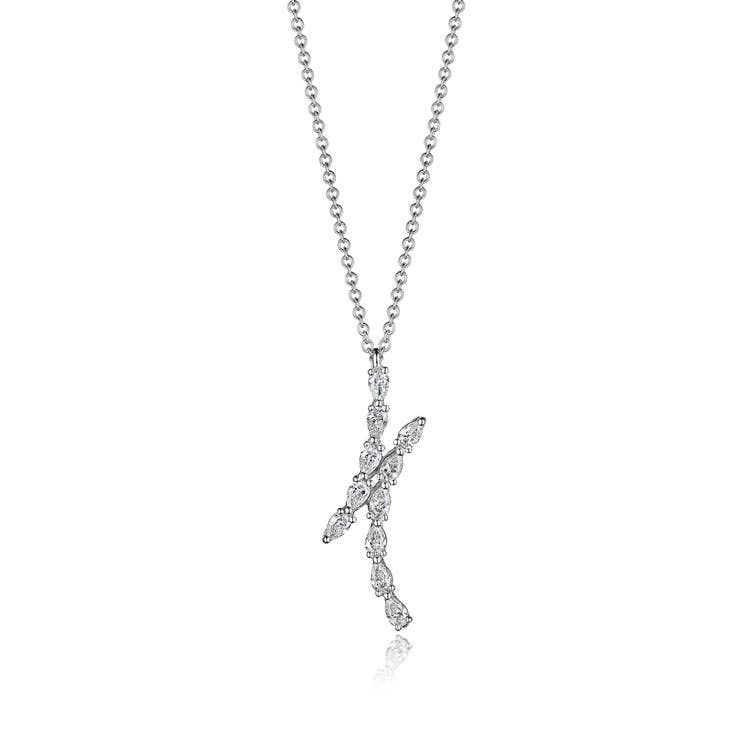 Stilla | Pear Diamond Pendant in 18k White Gold FP829