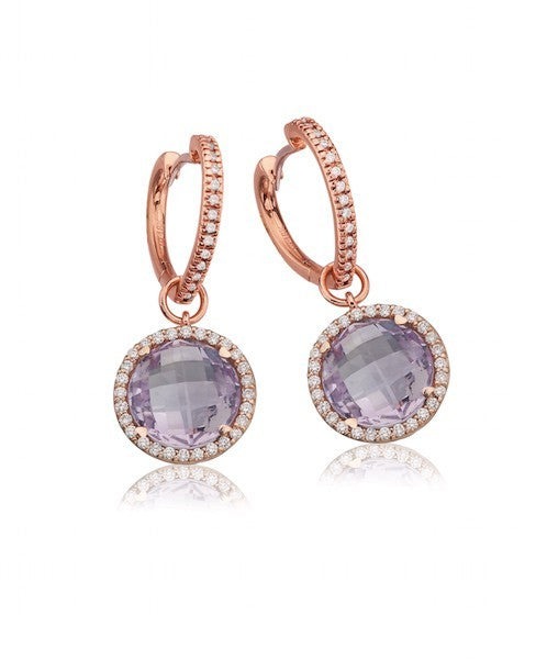 Heart hoops with amethyst round drops 364-JSA