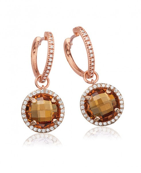 Heart hoops with citrine round drops 367-JSA