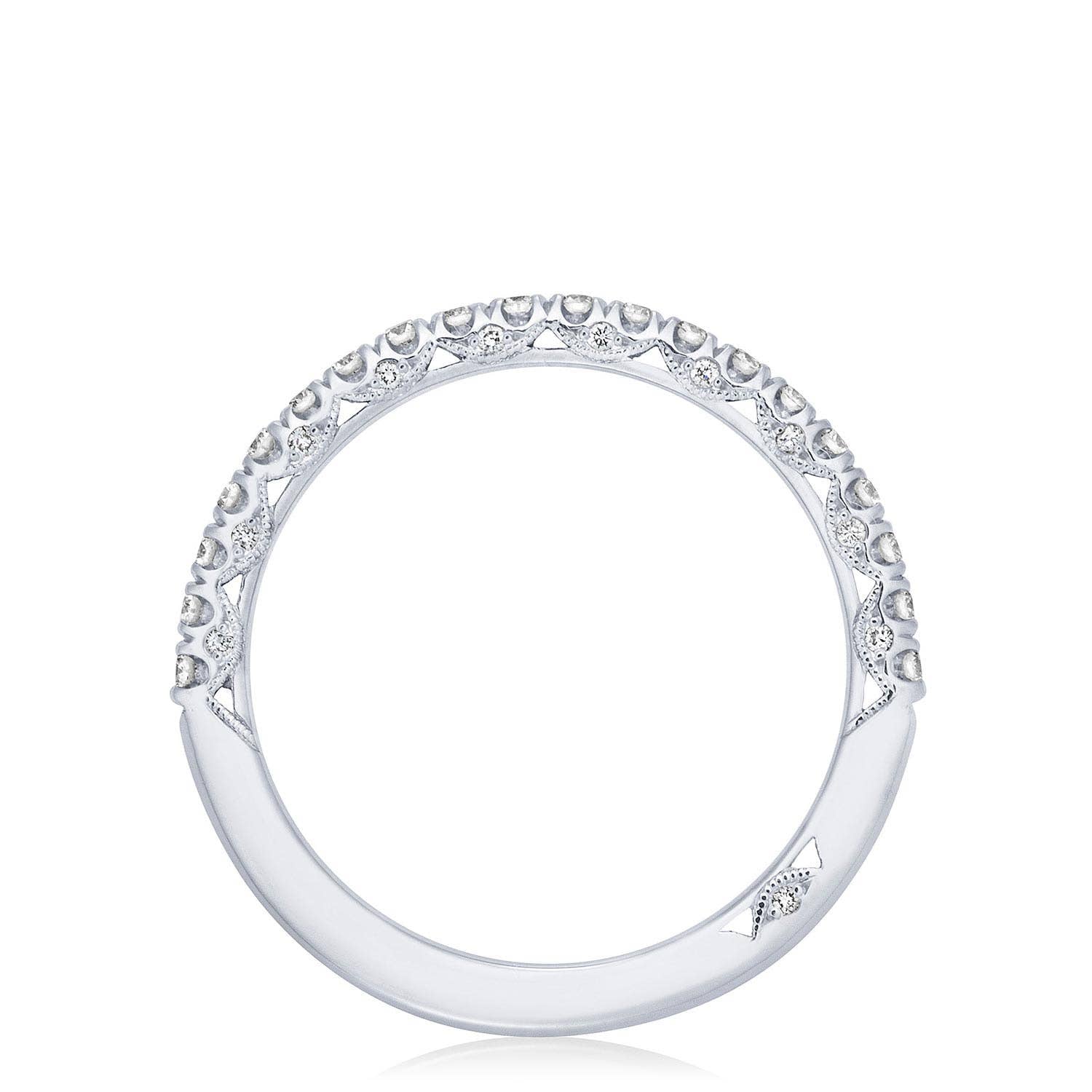 Petite Crescent | French Pavé Diamond Wedding Band - 2mm HT2545B12