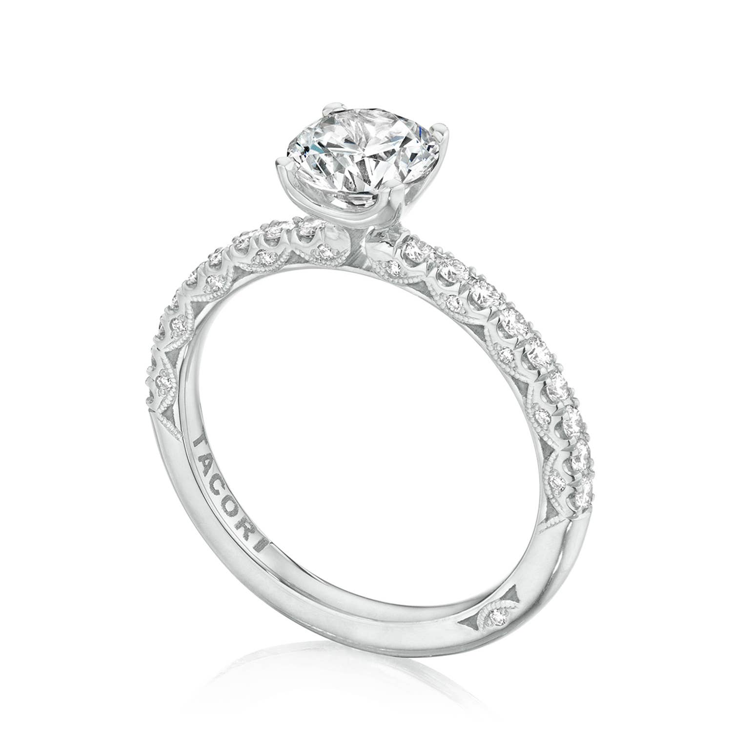 Petite Crescent | Round Solitaire Engagement Ring HT2545RD65