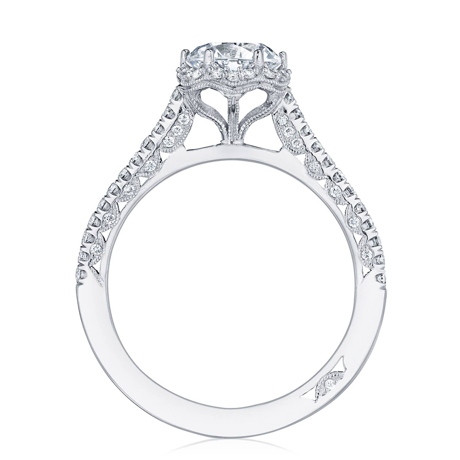 Petite Crescent | Round Bloom Engagement Ring HT254715RD65