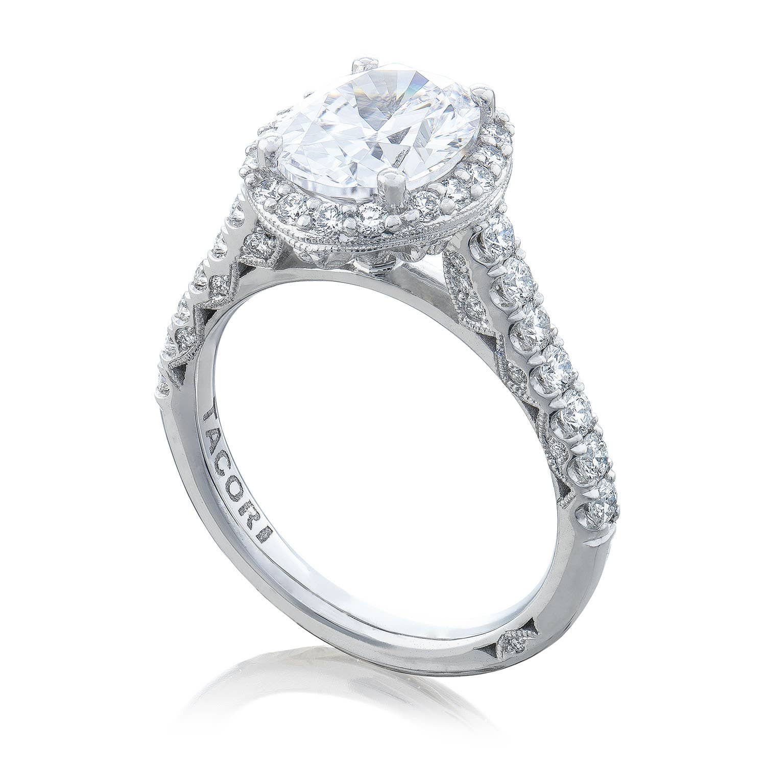 Petite Crescent | Oval Bloom Engagement Ring HT254725OV95X75