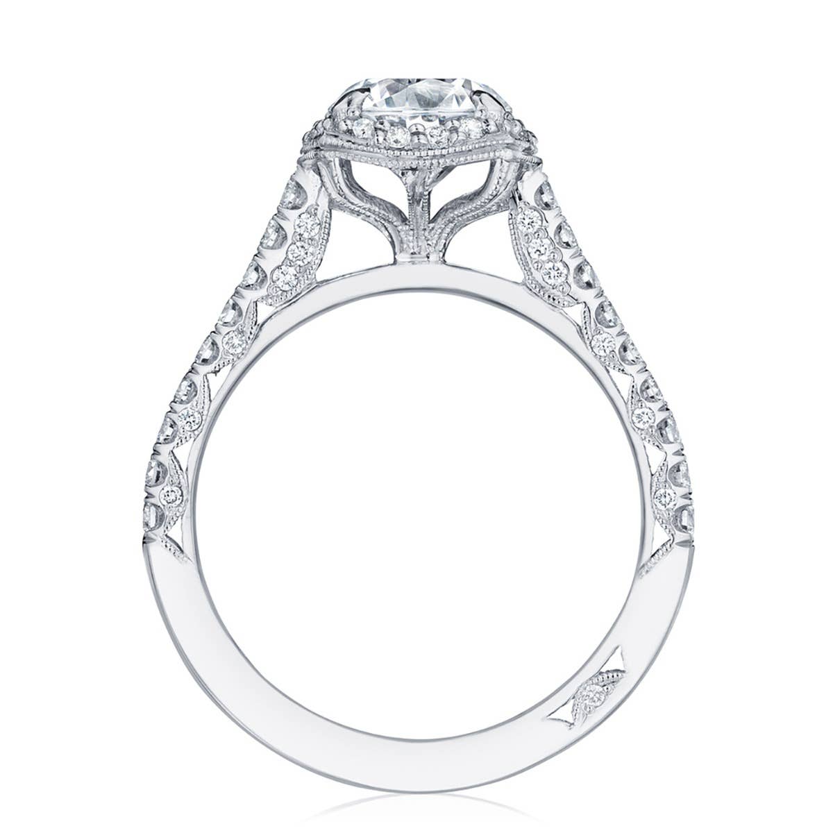 Petite Crescent | Round with Cushion Bloom Engagement Ring HT2547CU65