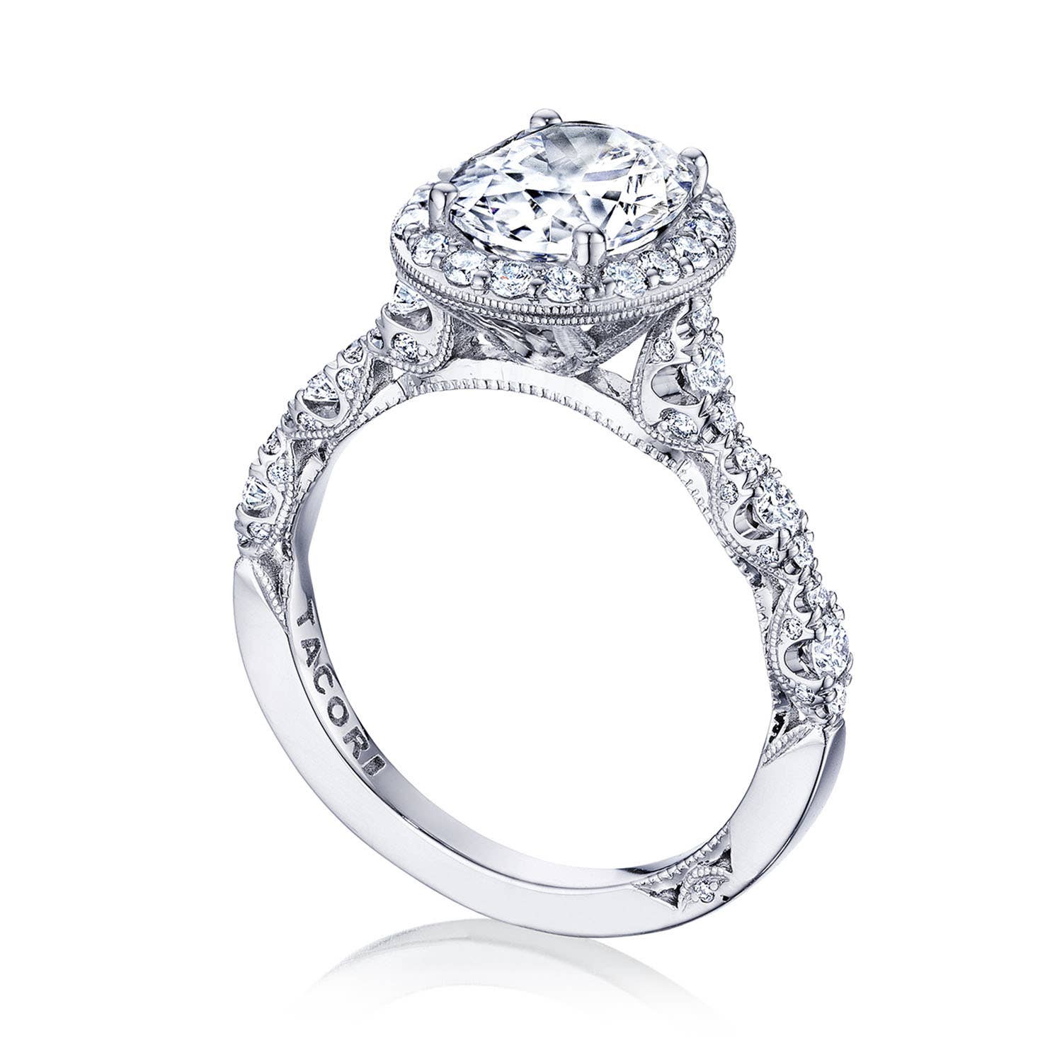 Petite Crescent | Oval Bloom Engagement Ring HT2560OV9X7