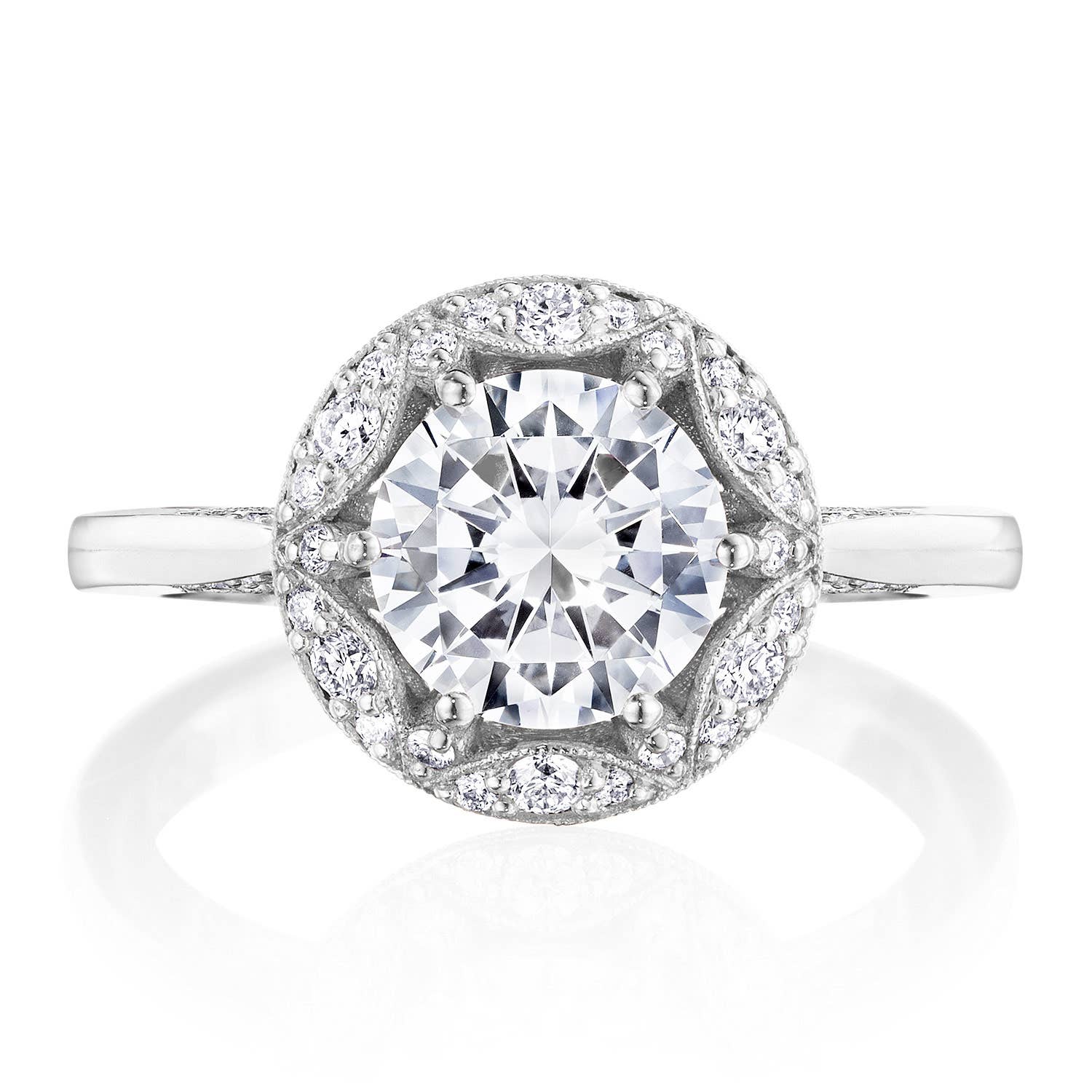 Crescent Chandelier | Round Bloom Engagement Ring HT2567RD75