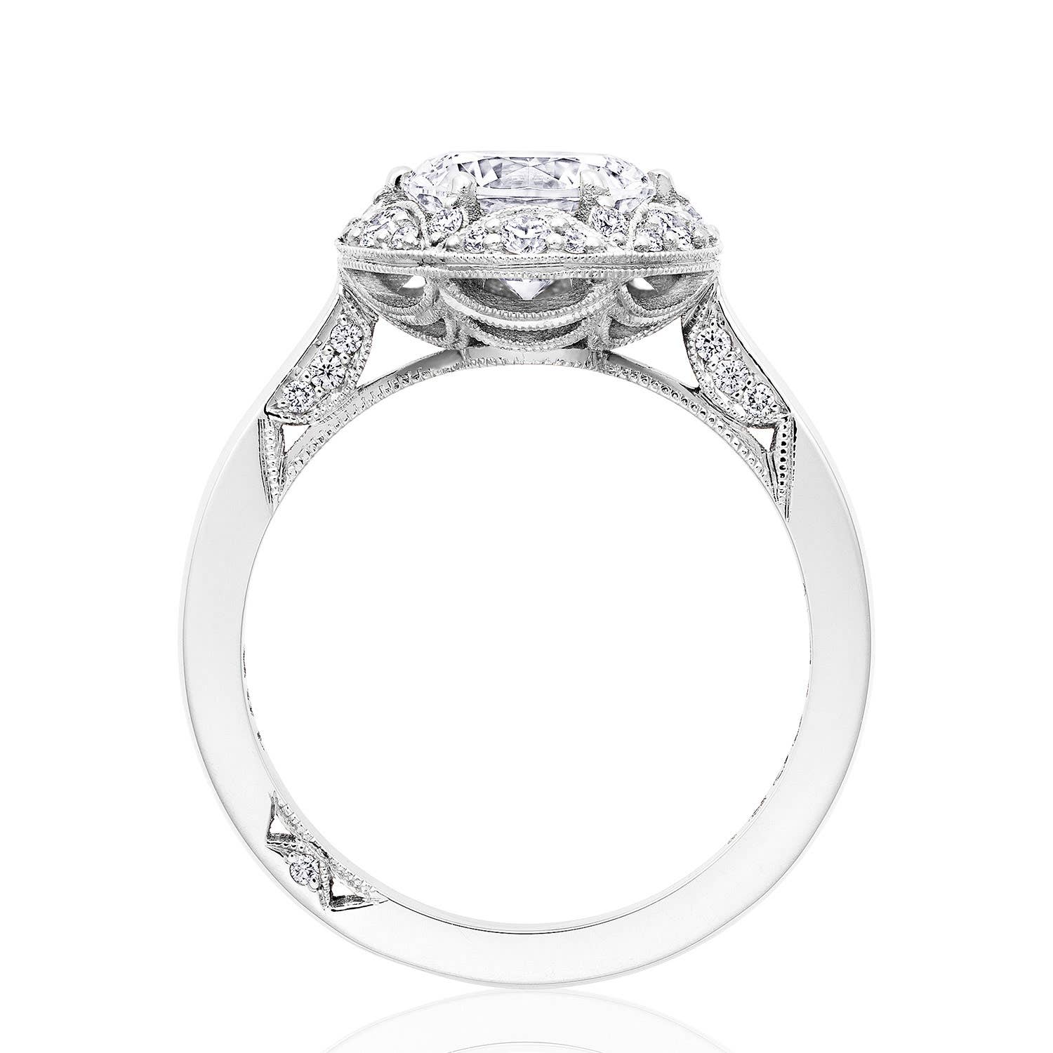 Crescent Chandelier | Round Bloom Engagement Ring HT2567RD75