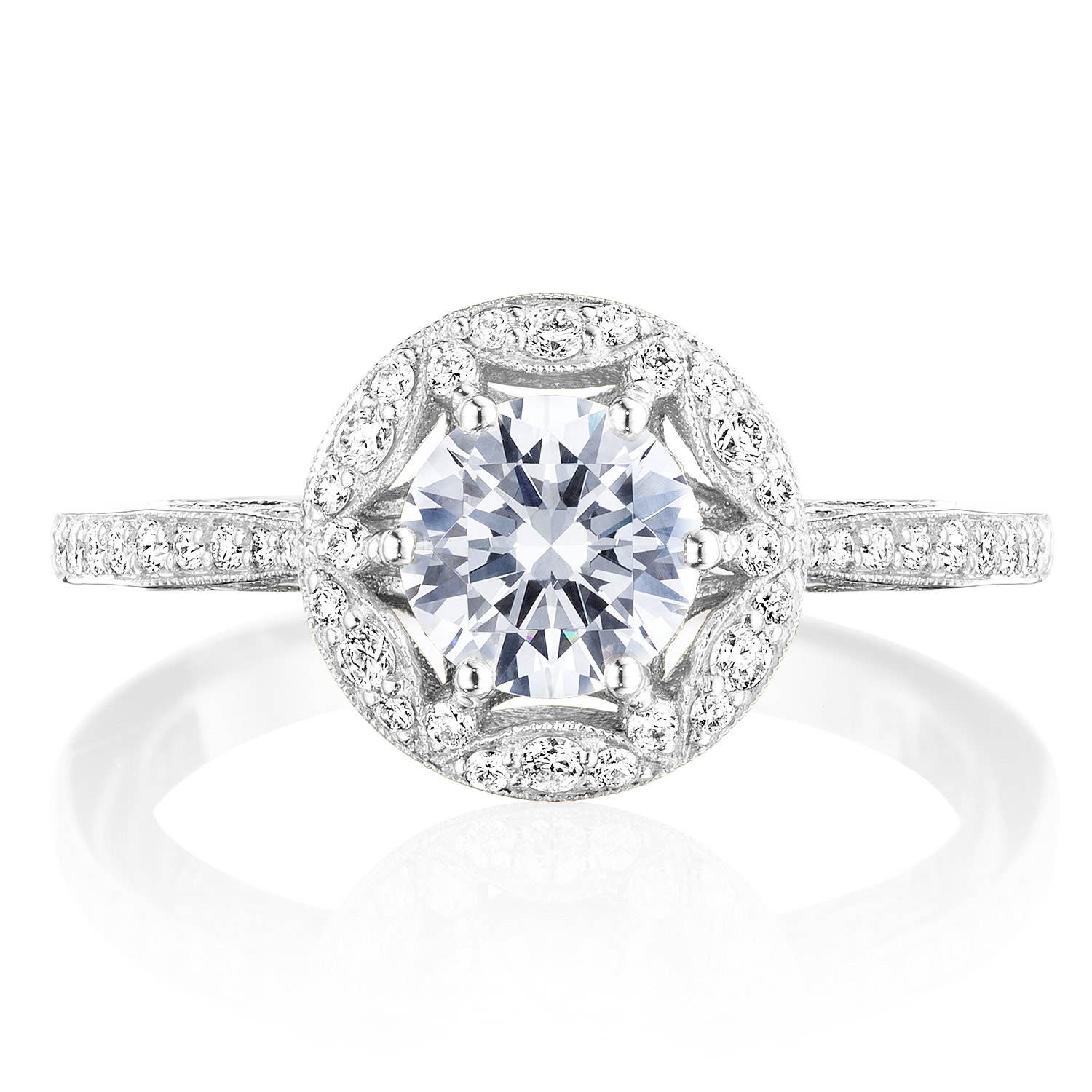 Crescent Chandelier | Round Bloom Engagement Ring HT2568RD6