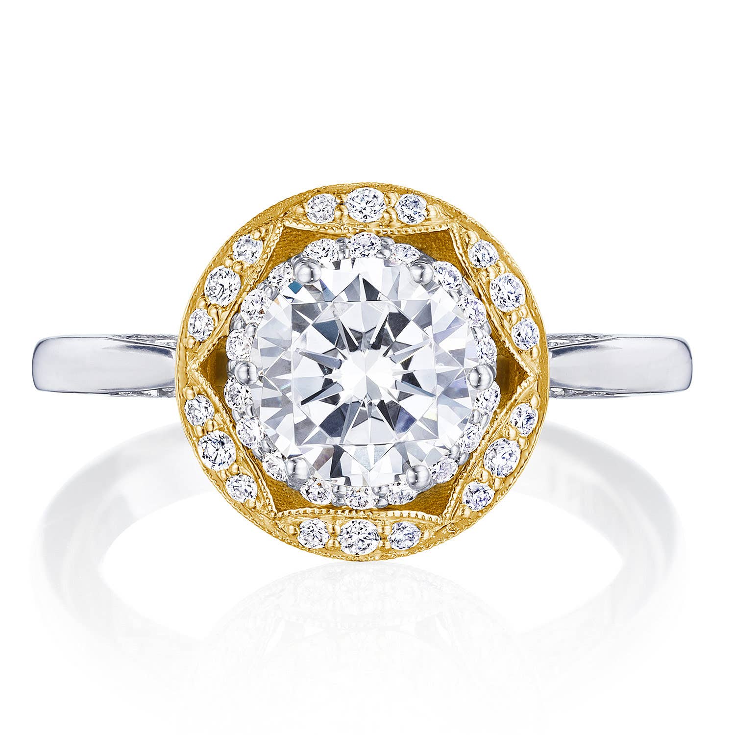 Crescent Chandelier | Round Bloom Engagement Ring HT2569RD7Y