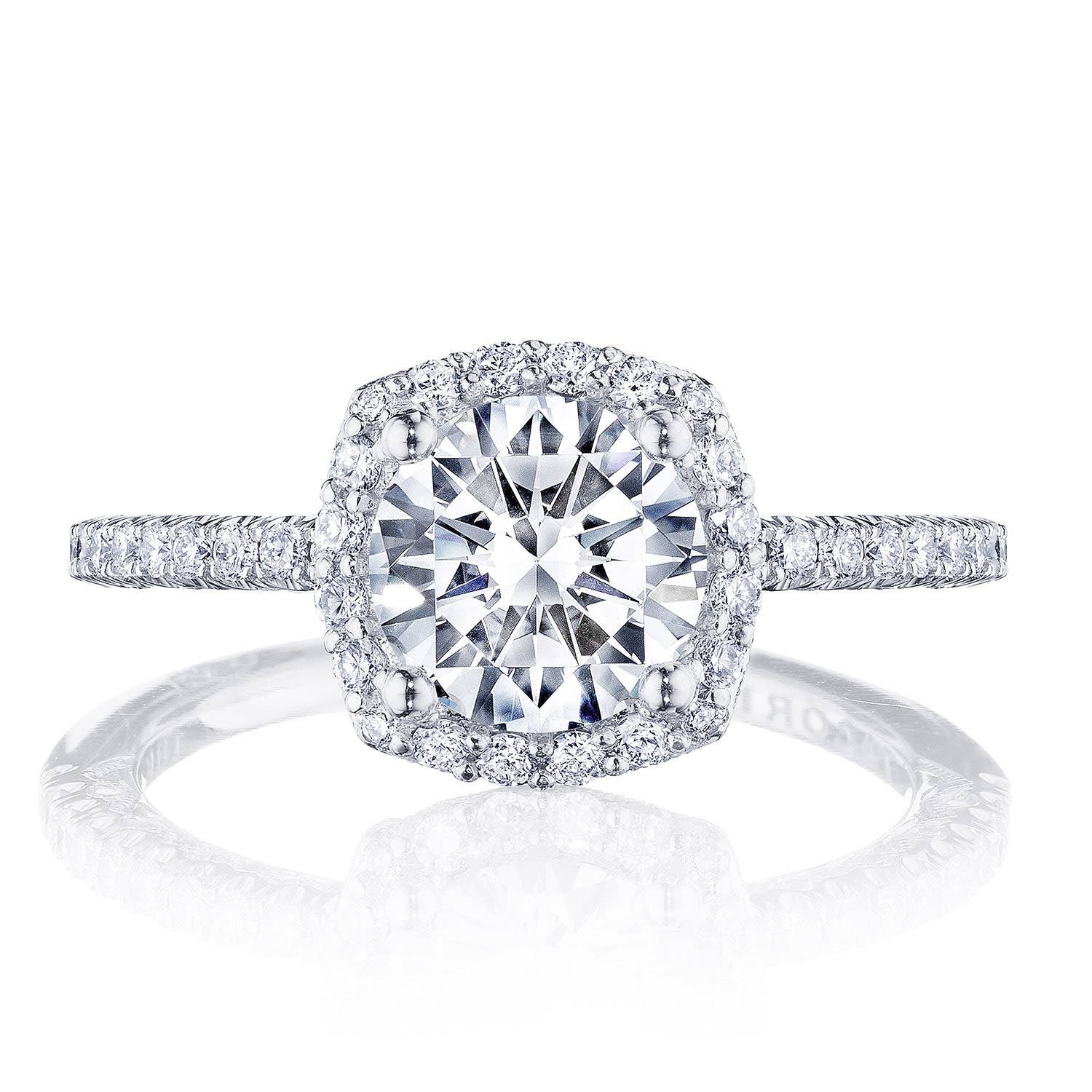 Petite Crescent | Round with Cushion Bloom Engagement Ring HT257215CU7Y