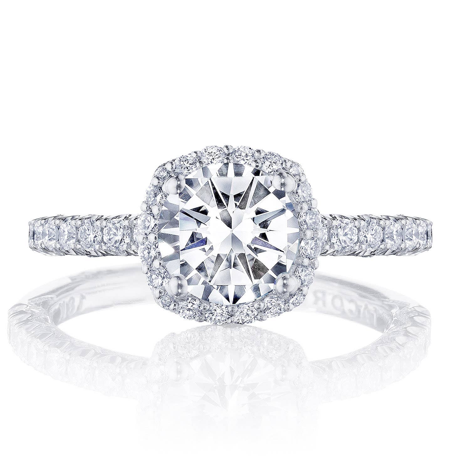 Petite Crescent | Round with Cushion Bloom Engagement Ring HT2572CU65W