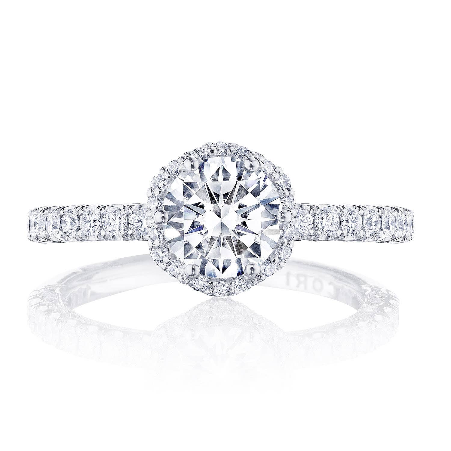 Petite Crescent | Round Bloom Engagement Ring HT2572RD65Y