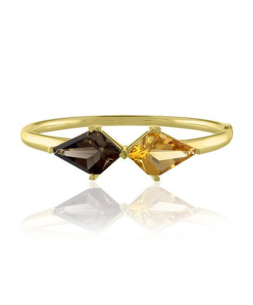 Kite Shaped Citrine and Smoky Quartz Bangle 325-JSA