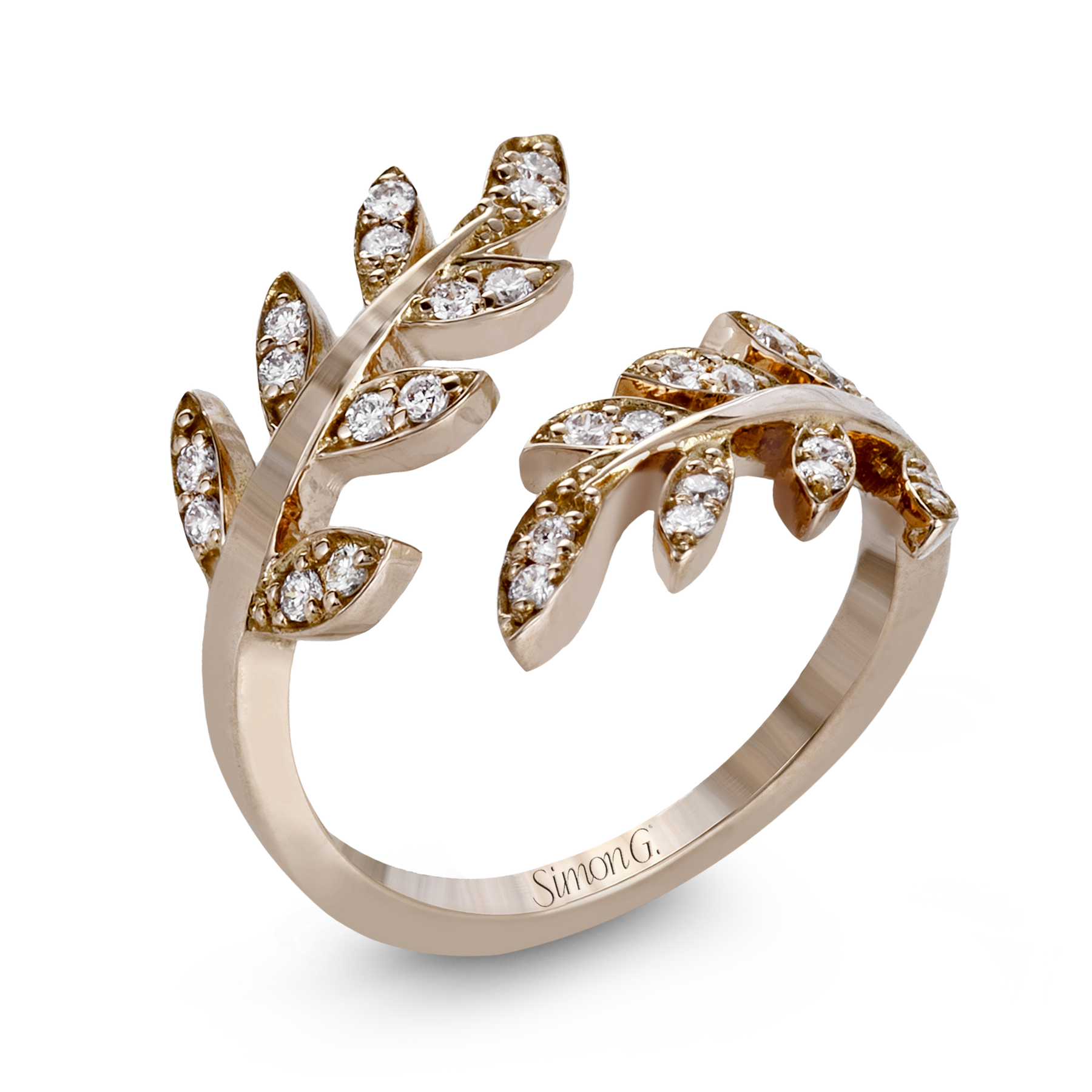 Fallen Leaves Right Hand Ring In 18k Gold With Diamonds LP2309-A