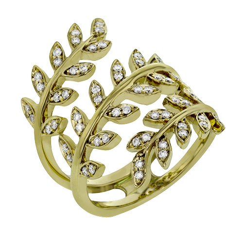 Fallen Leaves Right Hand Ring In 18k Gold With Diamonds LP2309