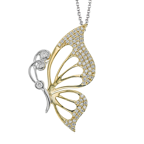 Butterfly Pendant Necklace in 18K Gold with Diamonds LP4815